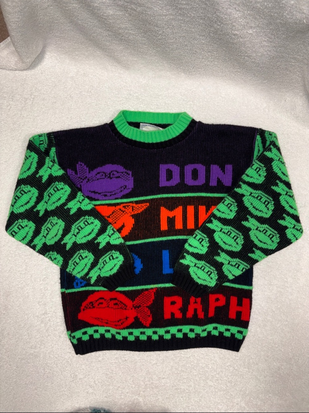 J.j. PooleTeenage Mutant Ninja Turtles Sweater Boys neon  Black Pullover 90s 7/8